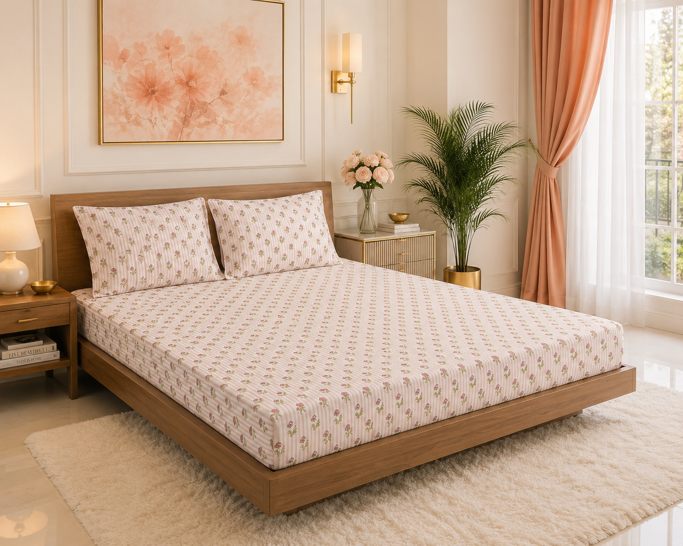 Posy Stripe Coral