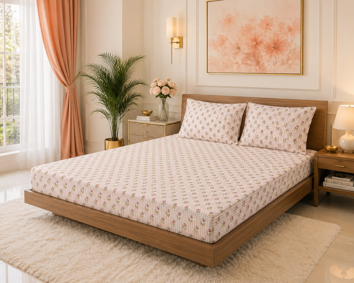 Posy Stripe Coral